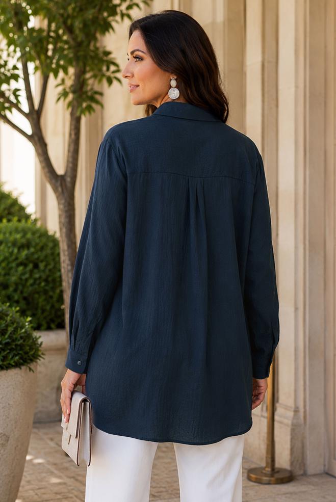 Hijab clothing NAVY BLUE 20809 ÇİLEK TUNİK 42-50 TEK40 - ALVİNA