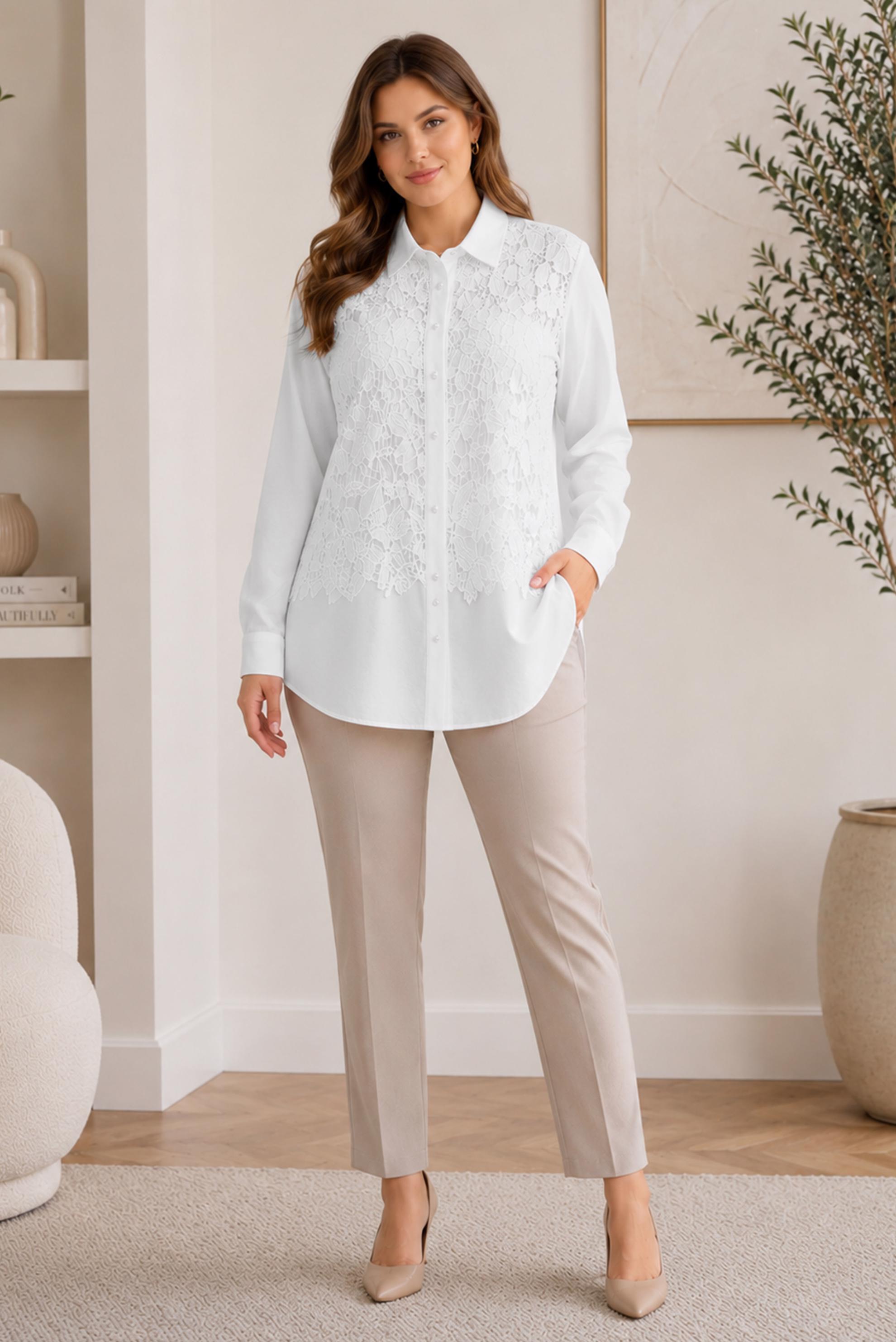 Hijab clothing WHITE GUIPURE DETAIL TUNIC 20964