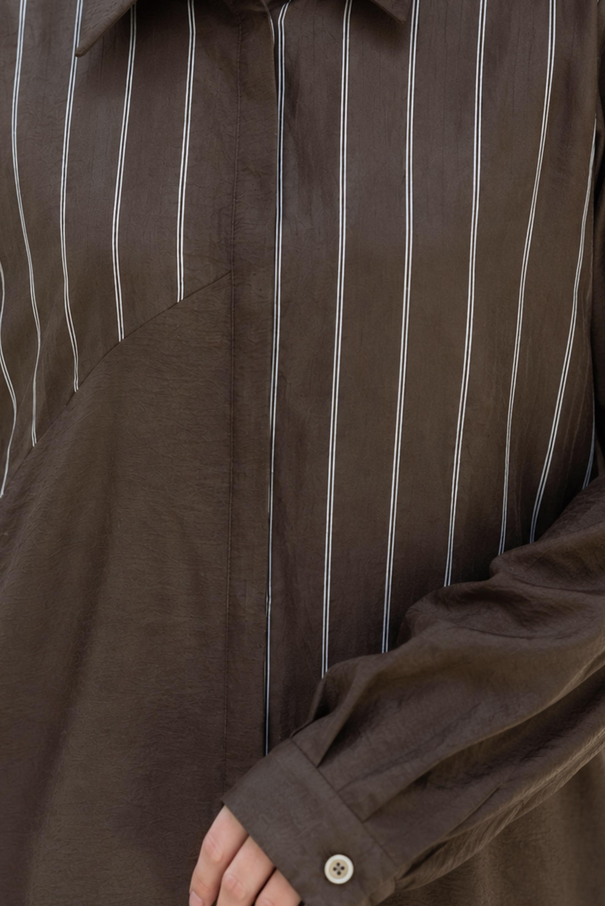 Hijab clothing BROWN PLUS SIZE SHIRT COLLAR TUNIC 20969