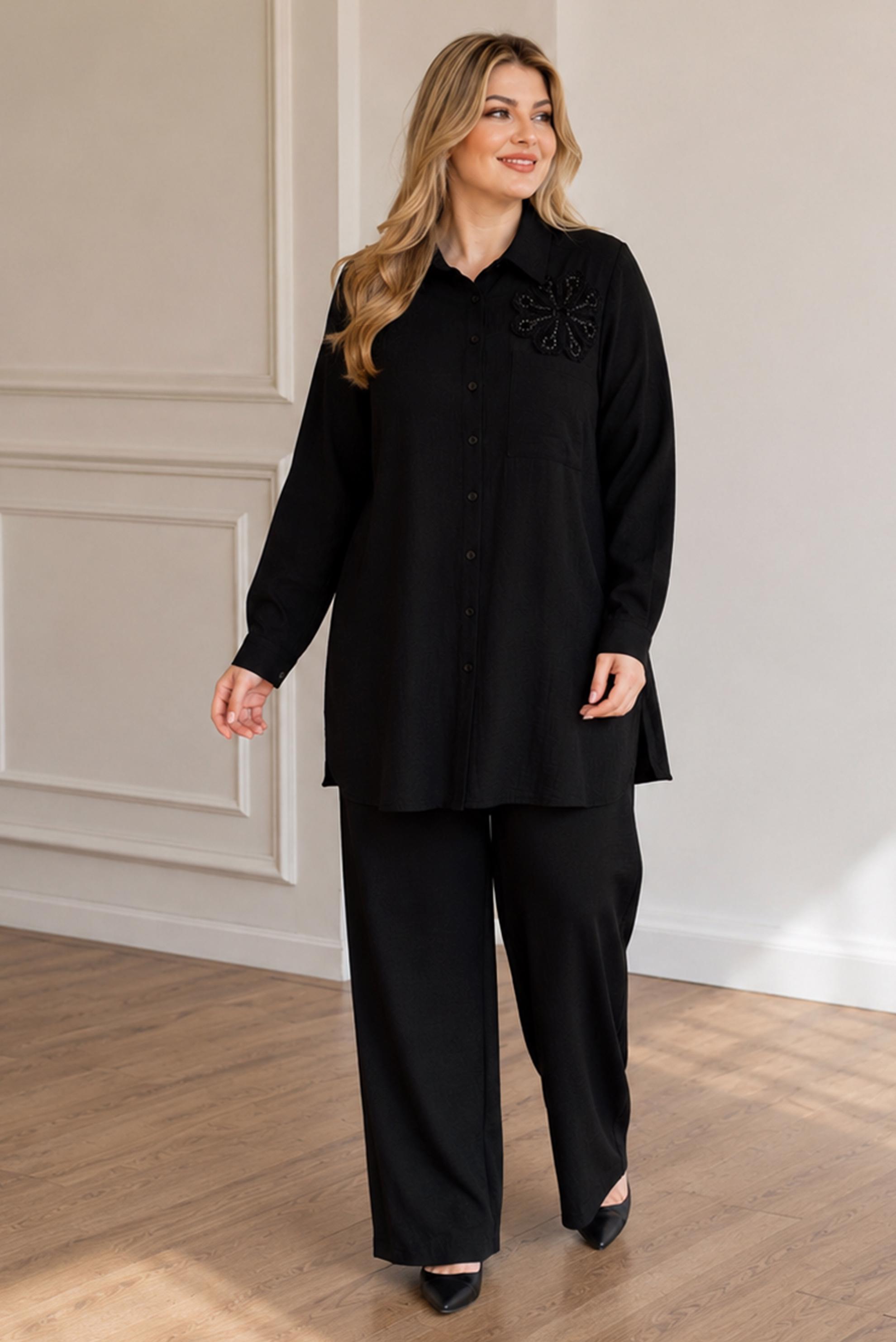 Hijab clothing BLACK PLUS SIZE MUSLIN TUNIC 20971