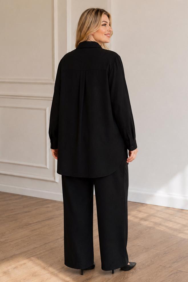 Hijab clothing BLACK PLUS SIZE MUSLIN TUNIC 20971 - ALVİNA