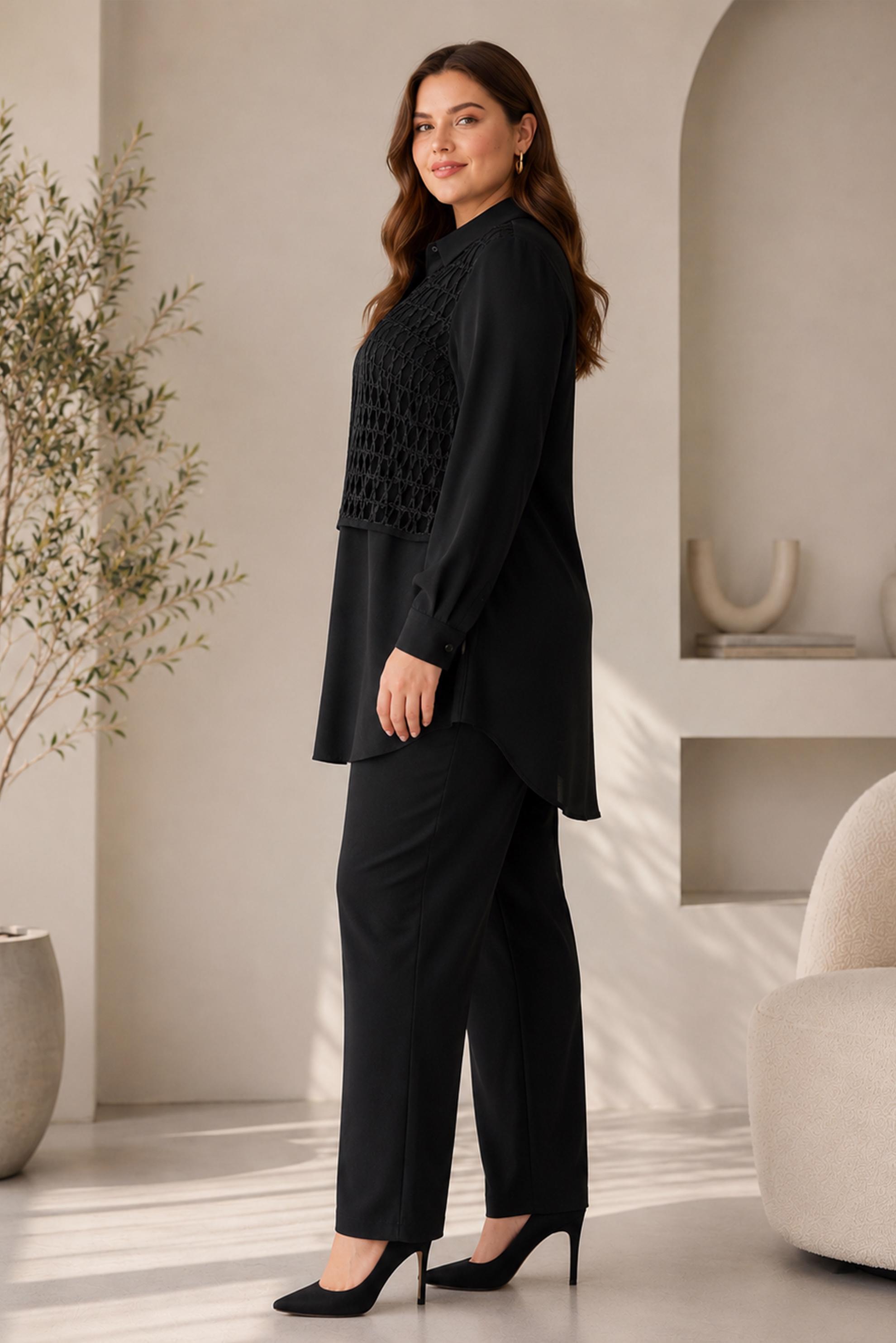 Hijab clothing BLACK PLUS SIZE SHIRT COLLAR TUNIC 20976