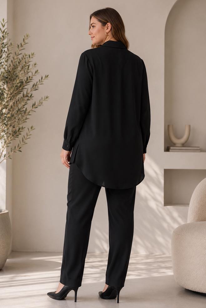 Hijab clothing BLACK PLUS SIZE SHIRT COLLAR TUNIC 20976 - ALVİNA