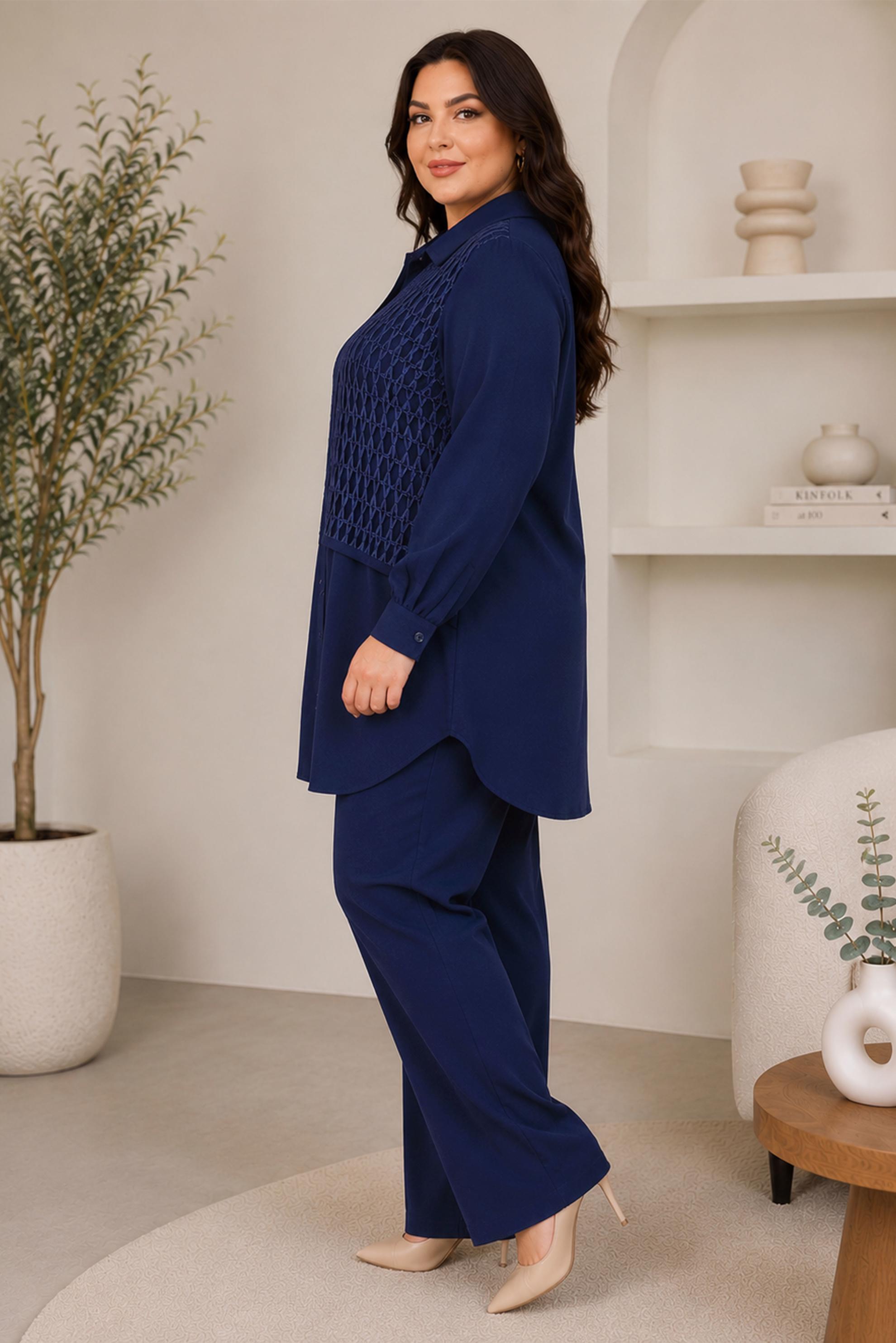 Hijab clothing NAVY BLUE PLUS SIZE SHIRT COLLAR TUNIC 20976