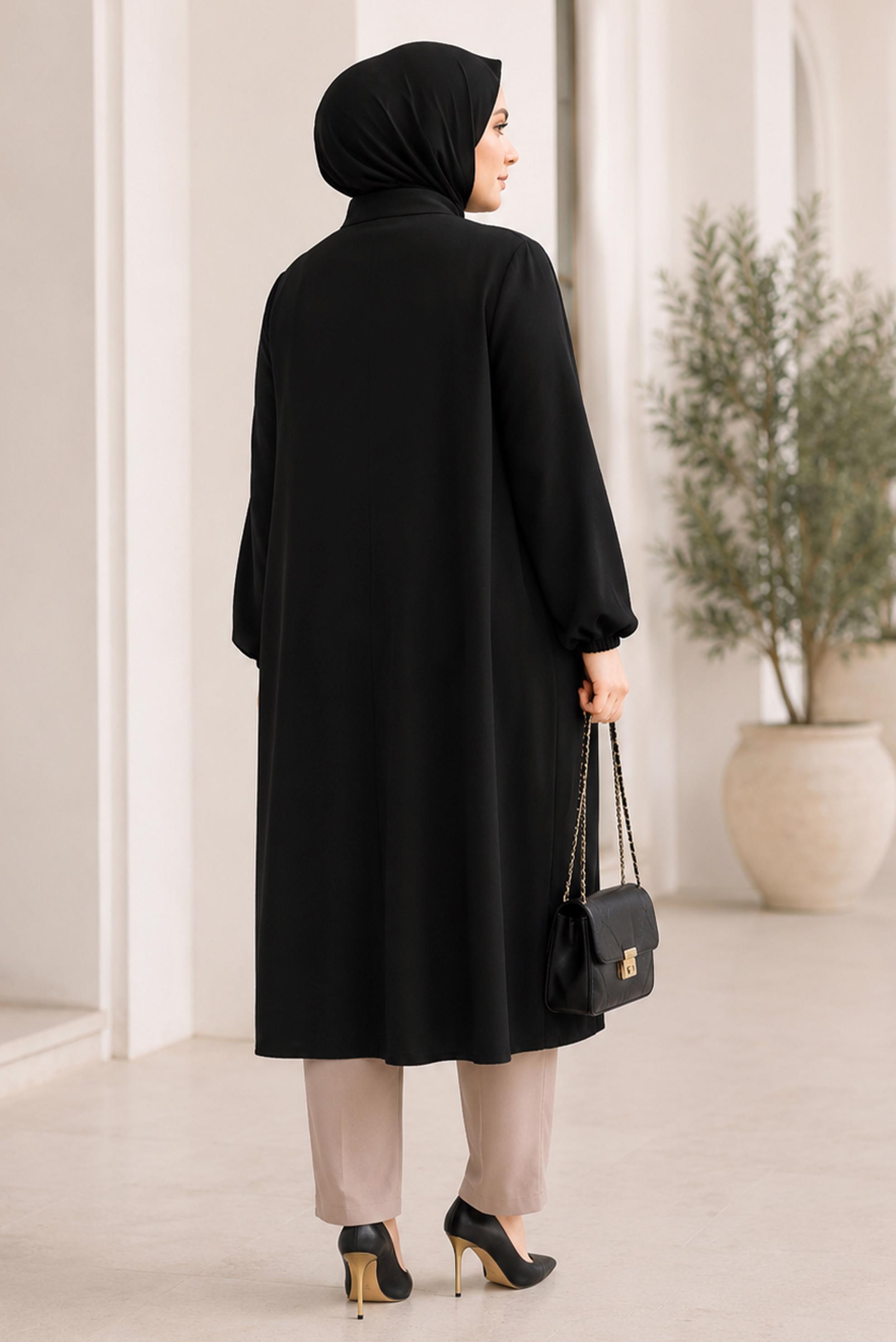 Vêtements hijab NOIR TUNIQUE DÉTAILLÉE ZIPPÉE 21005