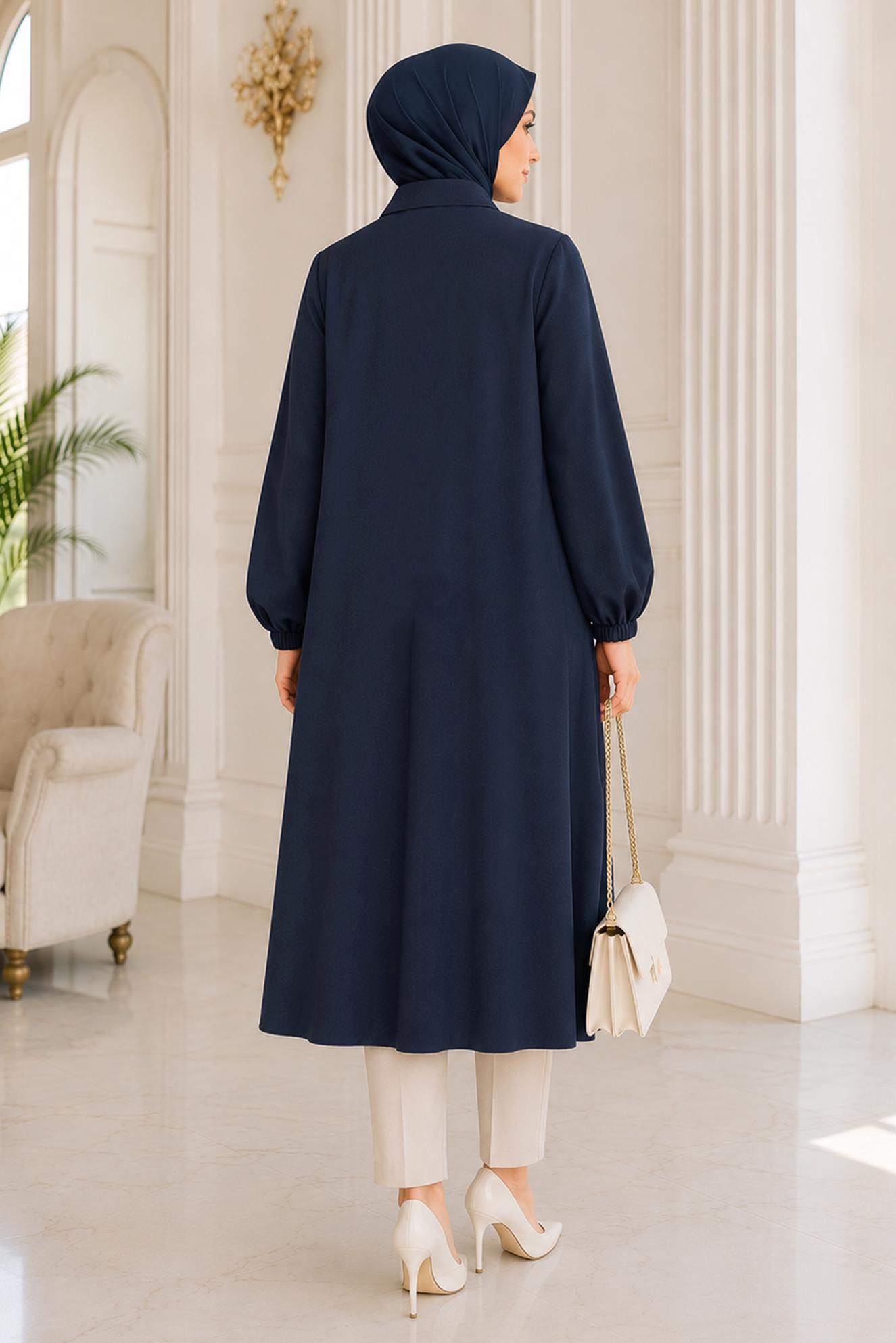 Vêtements hijab BEIGE TUNIQUE DÉTAILLÉE ZIPPÉE 21005
