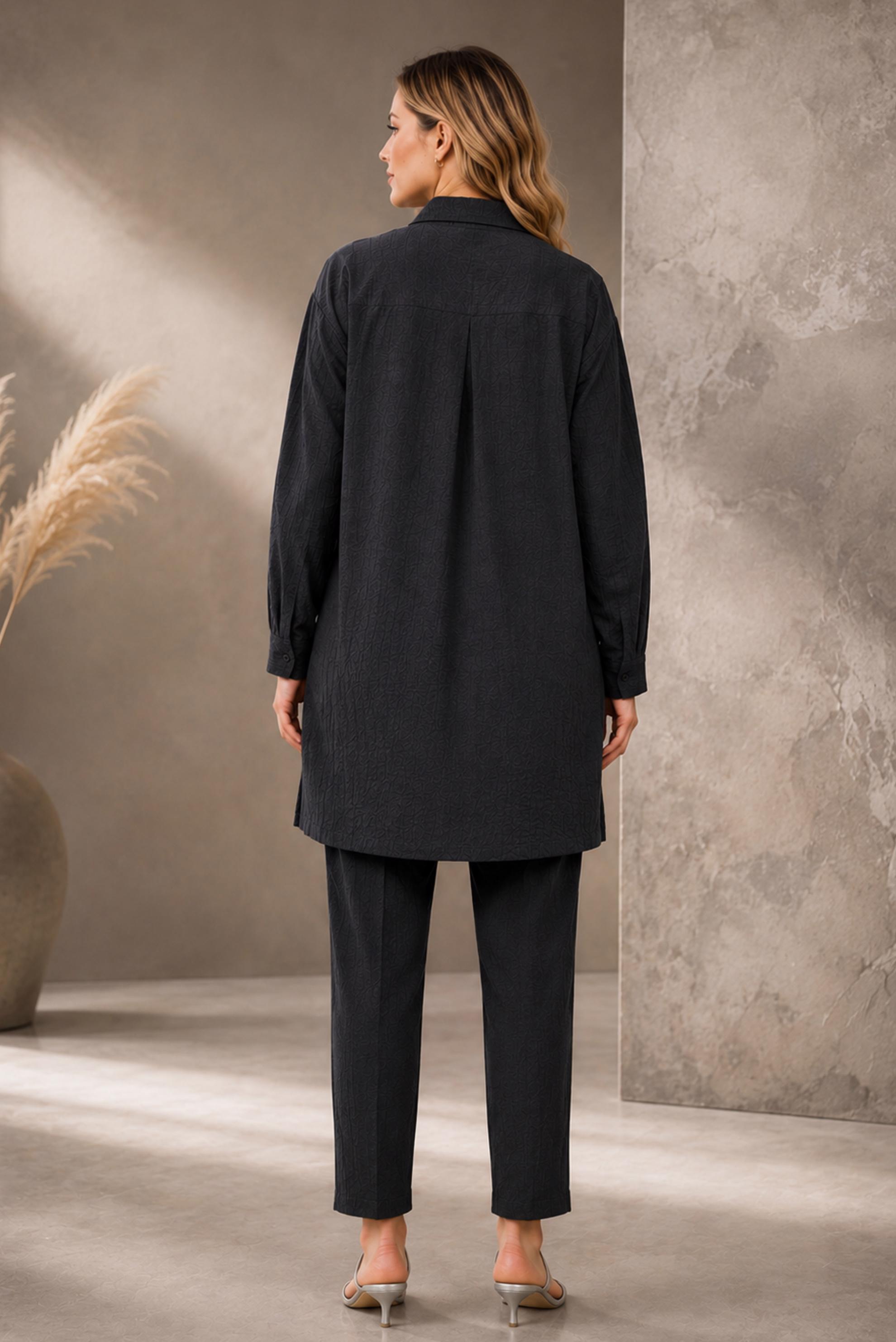 Hijab clothing BLACK SHIRT COLLAR JACQUARD TUNIC 21045