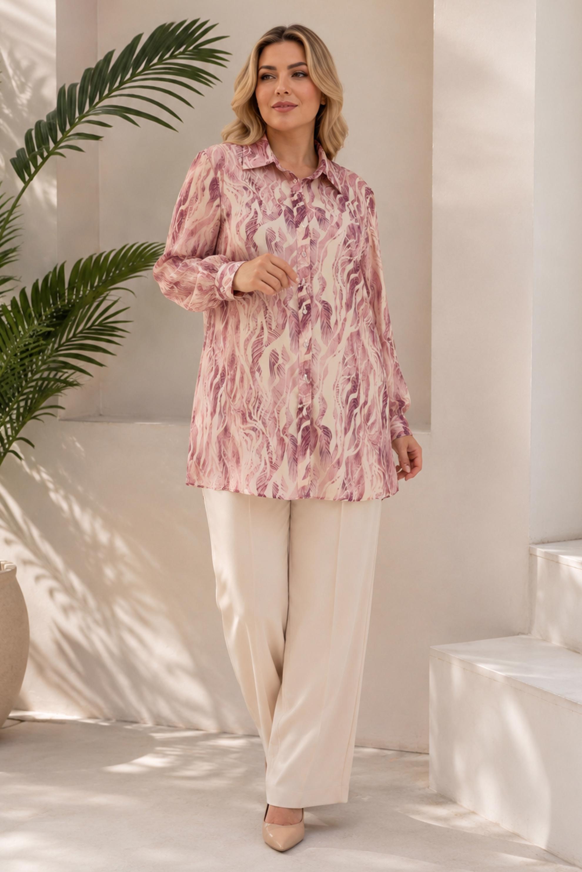 Hijab clothing DAMSON PATTERNED SATIN TUNIC 21050