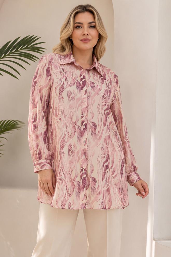 Hijab clothing DAMSON PATTERNED SATIN TUNIC 21050 - ALVİNA