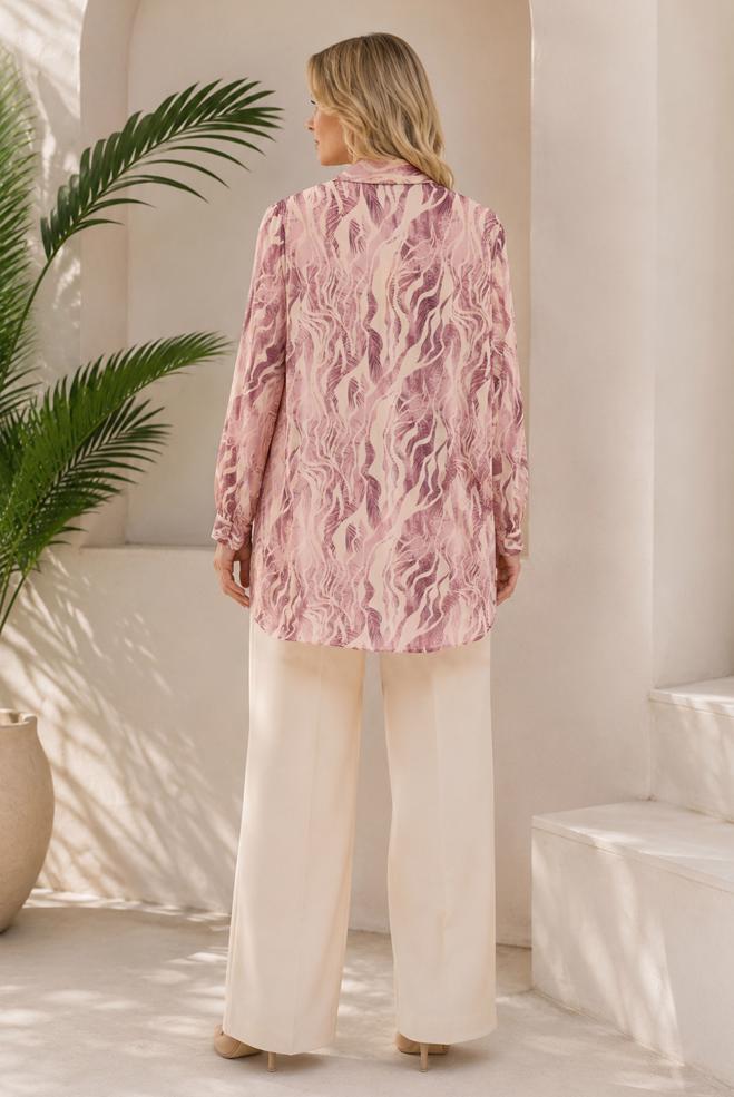 Hijab clothing DAMSON PATTERNED SATIN TUNIC 21050 - ALVİNA