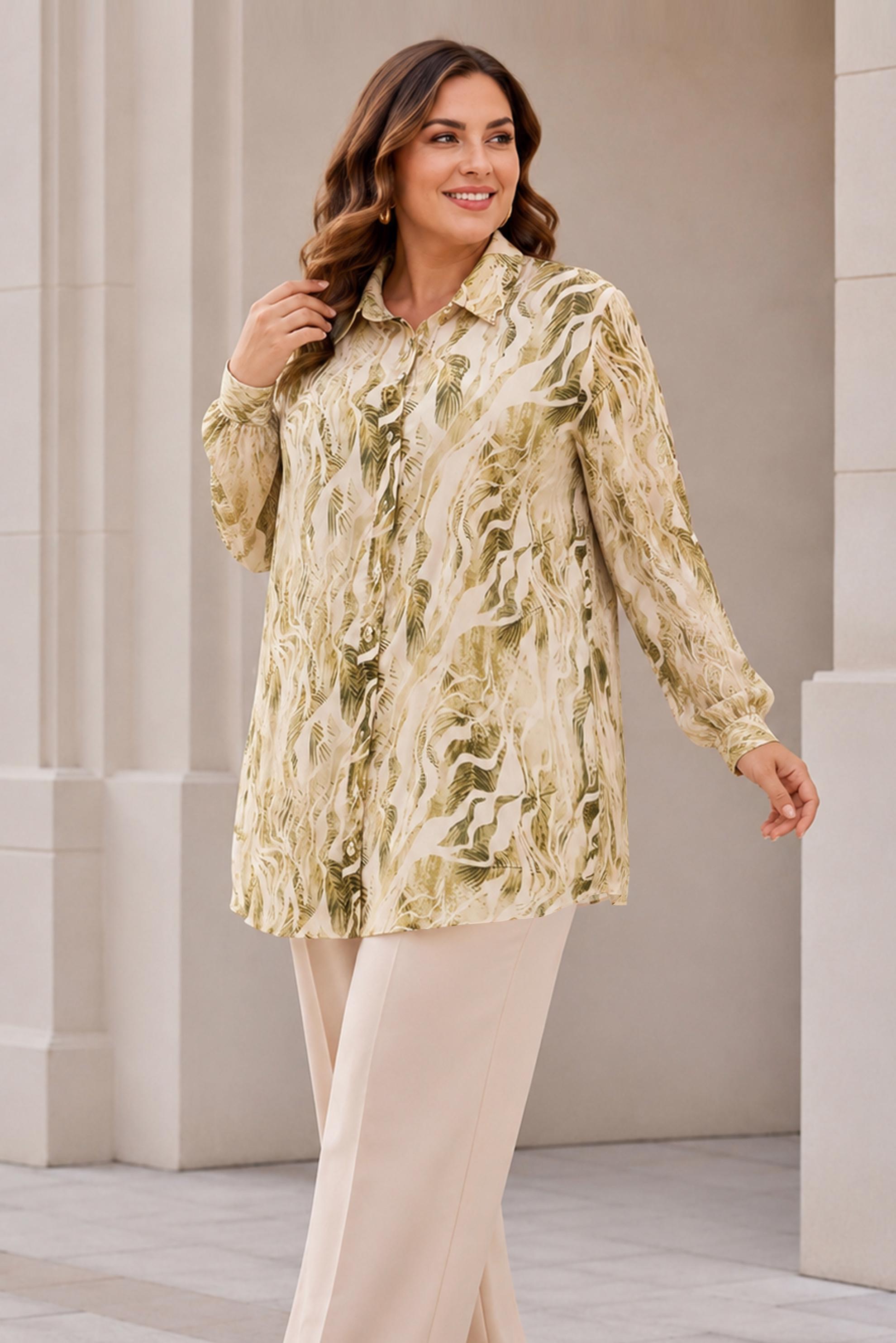 Hijab clothing YELLOW PATTERNED SATIN TUNIC 21050