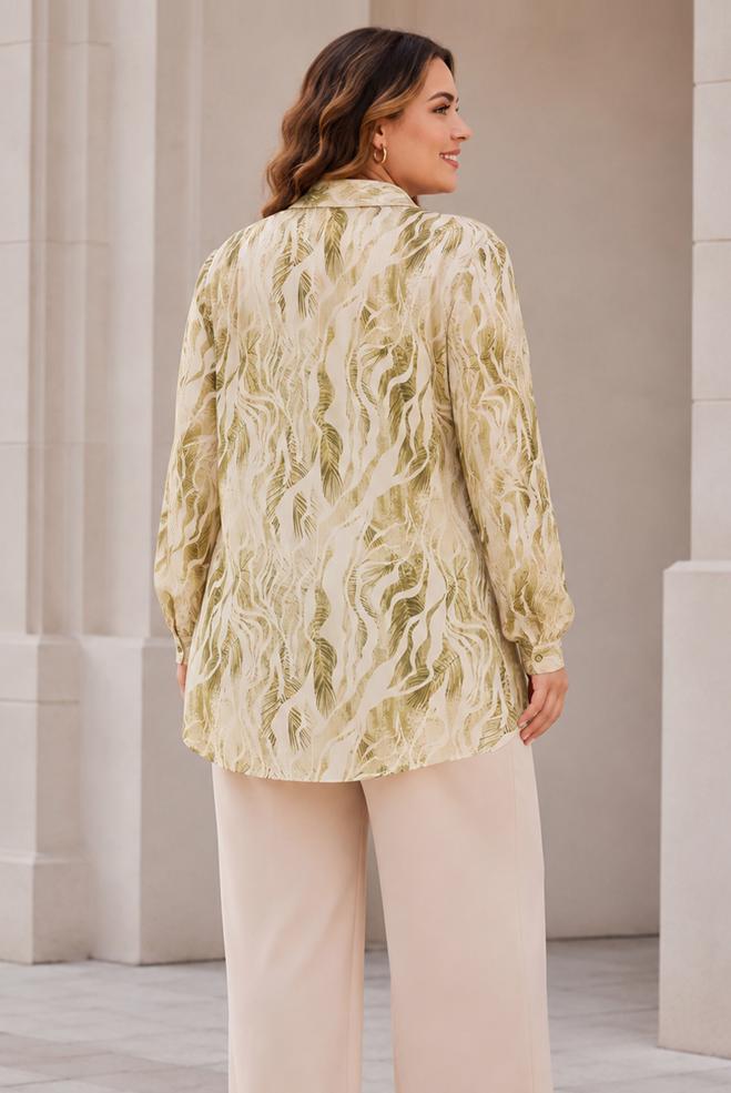 Hijab clothing YELLOW PATTERNED SATIN TUNIC 21050 - ALVİNA