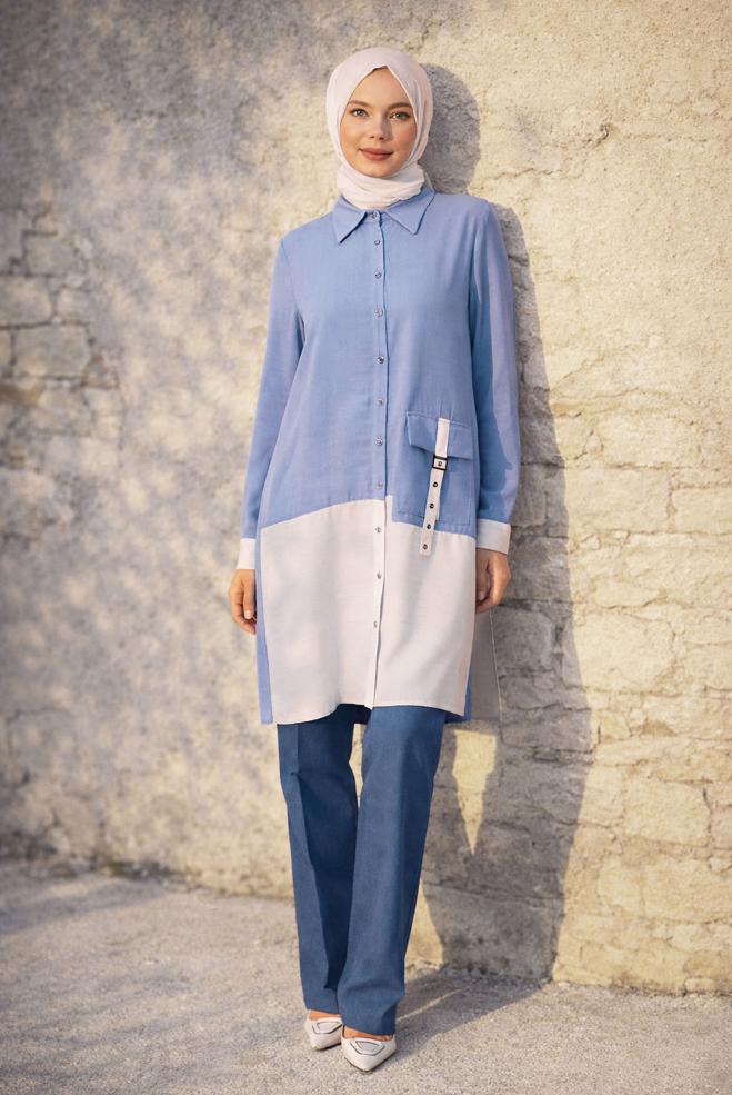 Hijab-Kleidung  TUNIKA MIT LEINENEFFEKT 45518 - ALVİNA