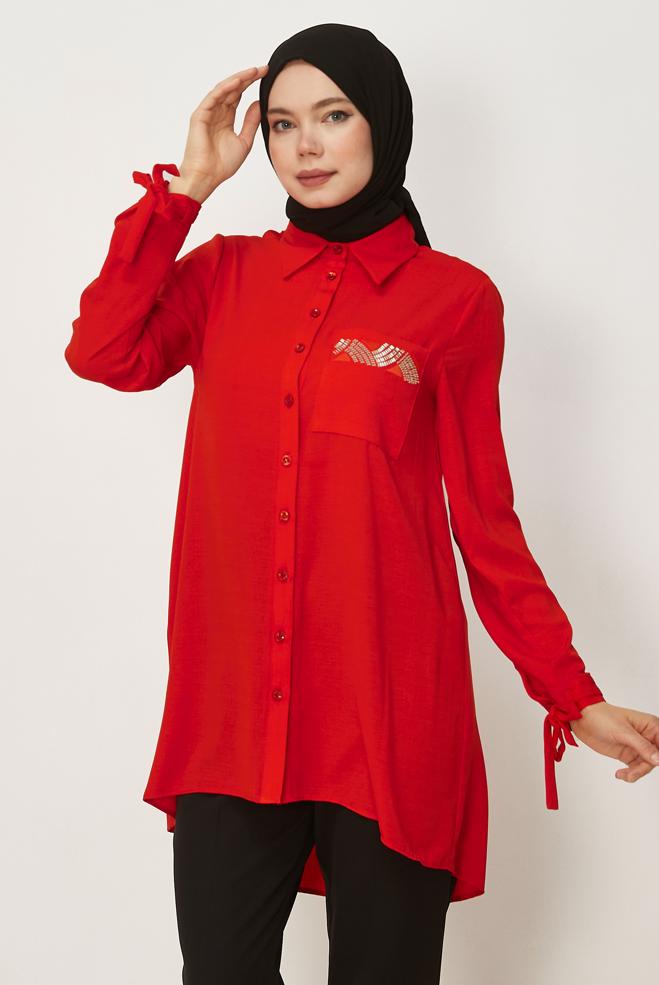 Hijab-Kleidung  TUNIKA MIT LEINENEFFEKT 45588 - ALVİNA