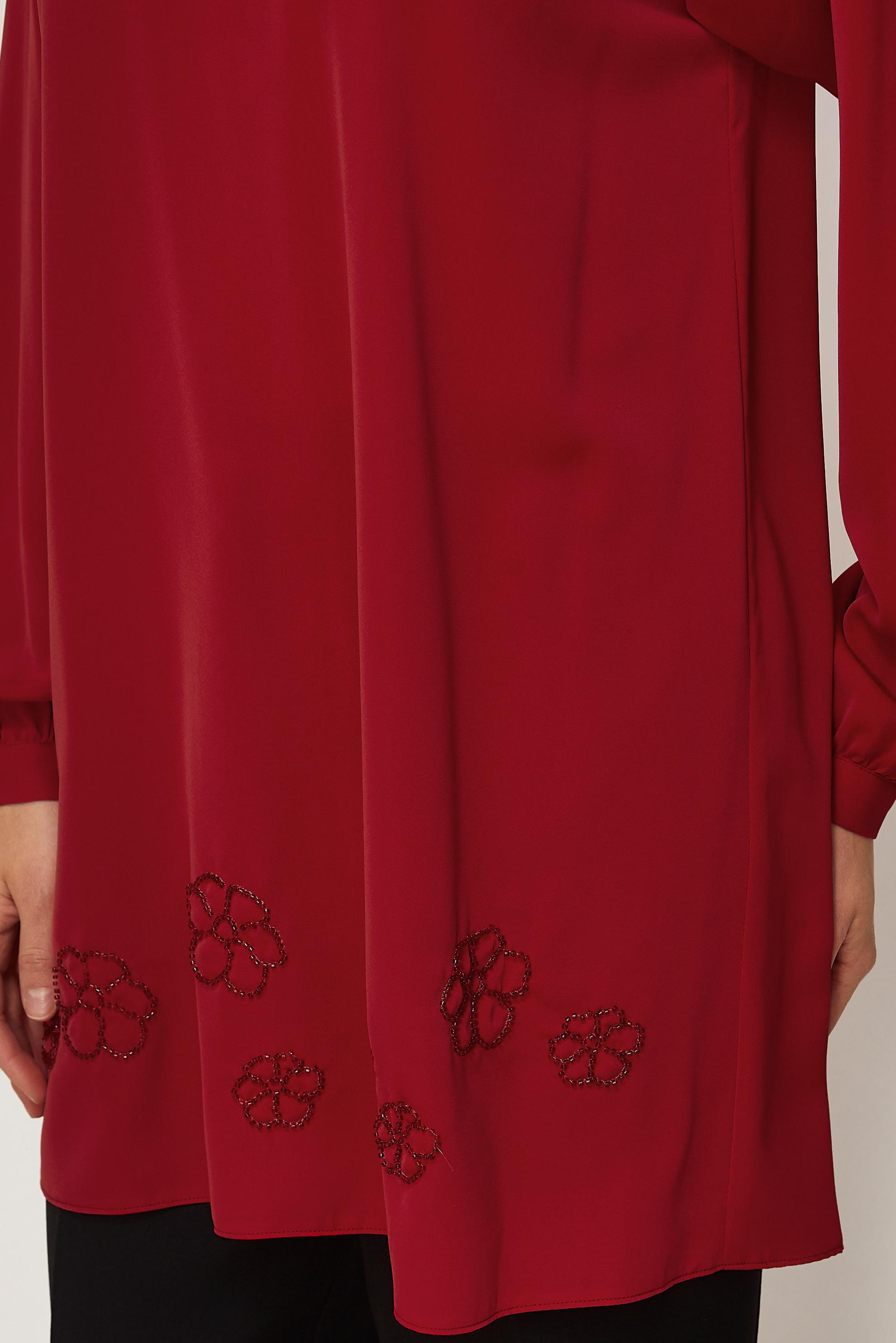 Hijab clothing RED EMBROIDERY DETAILED TUNIC 45710
