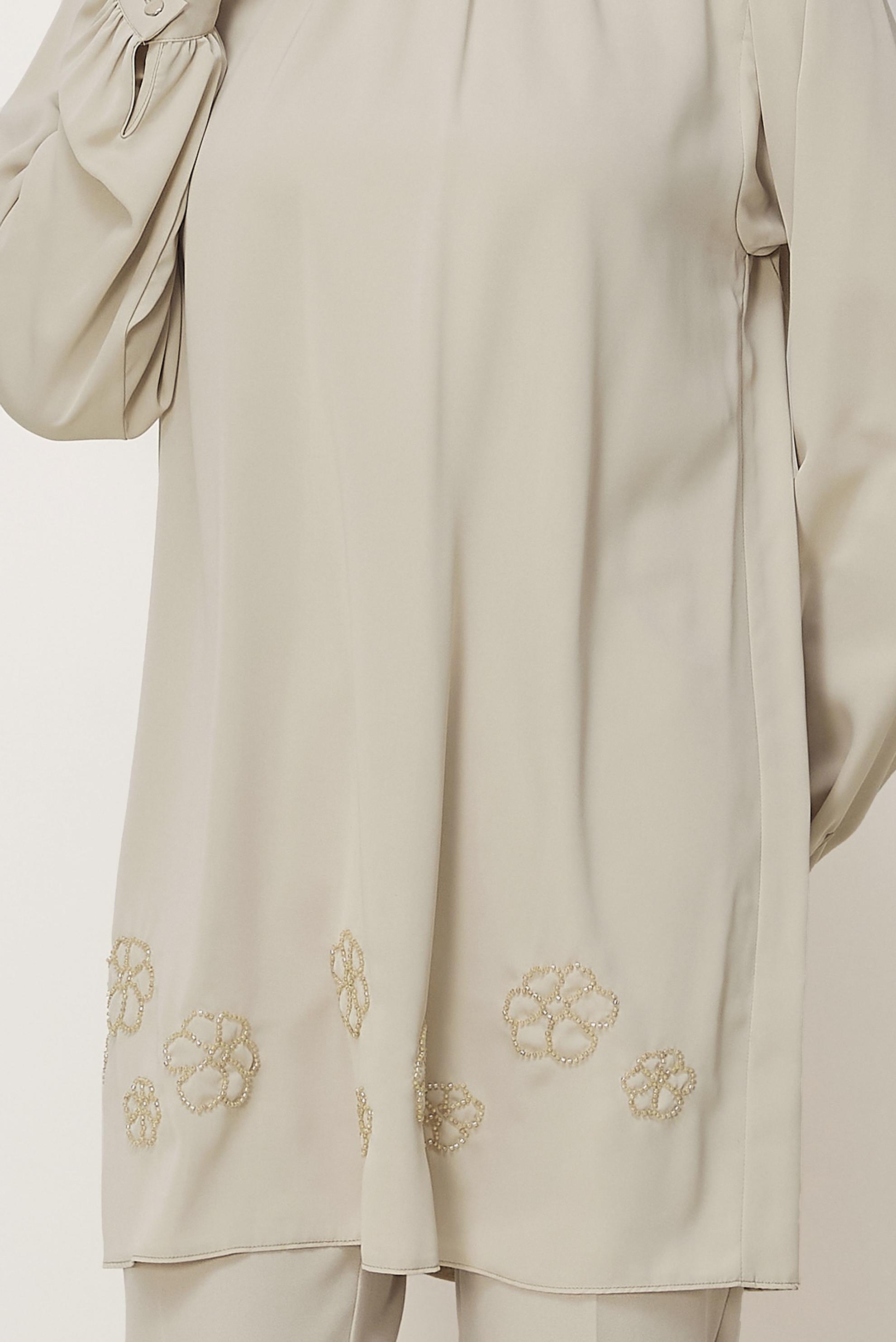 Hijab clothing BEIGE EMBROIDERY DETAILED TUNIC 45710