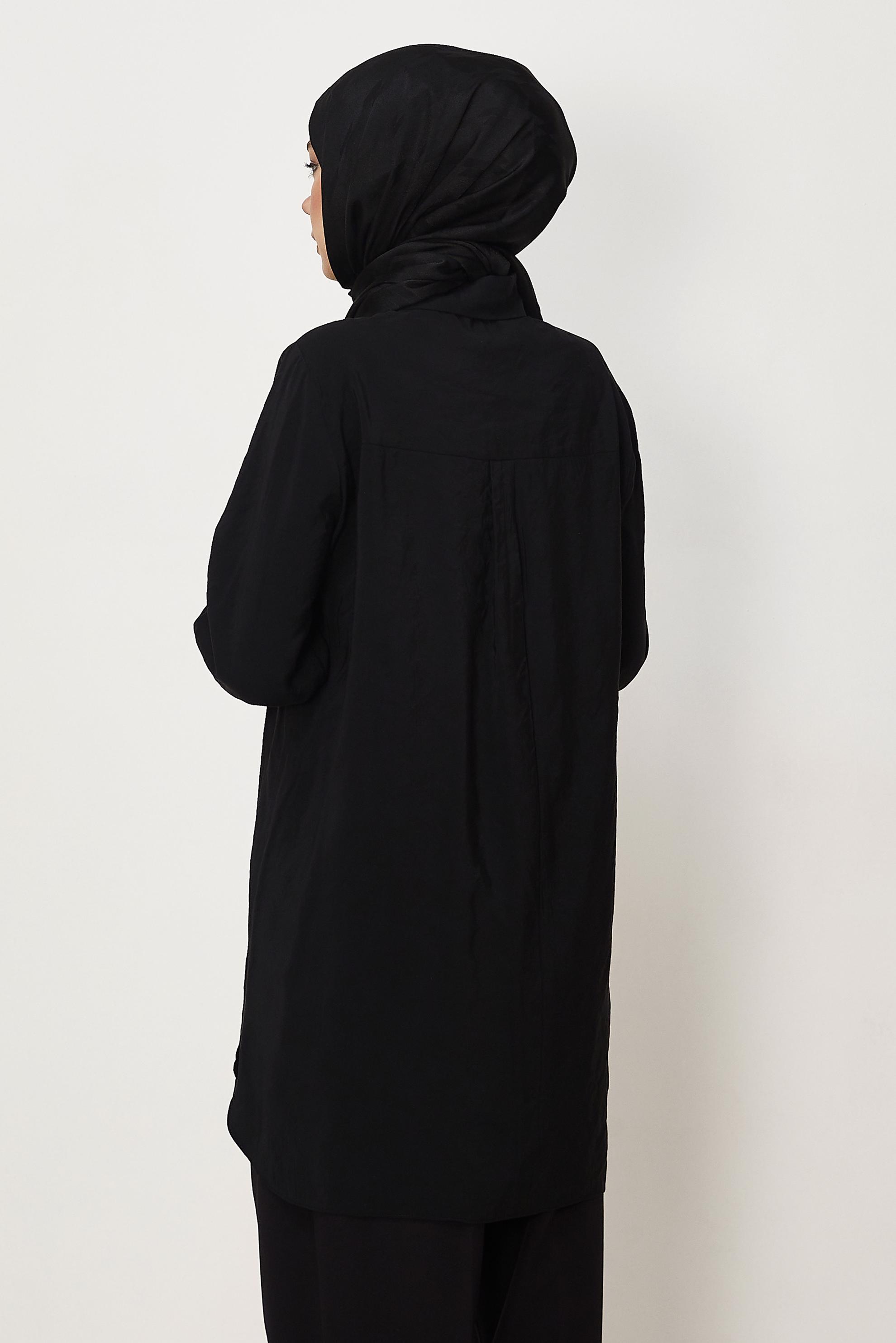 Tesettür giyim SİYAH GÖMLEK YAKA TUNİK 45720
