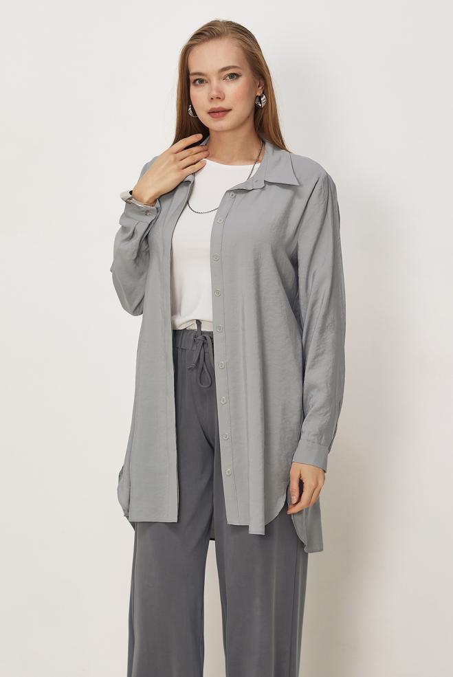 Tesettür giyim  GÖMLEK YAKA TUNİK 45720 - ALVİNA