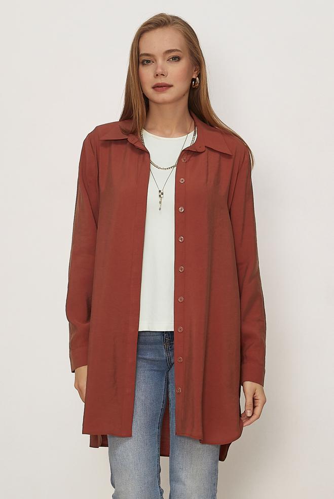 Hijab clothing ORANGE SHIRT COLLAR TUNIC 45720 - ALVİNA