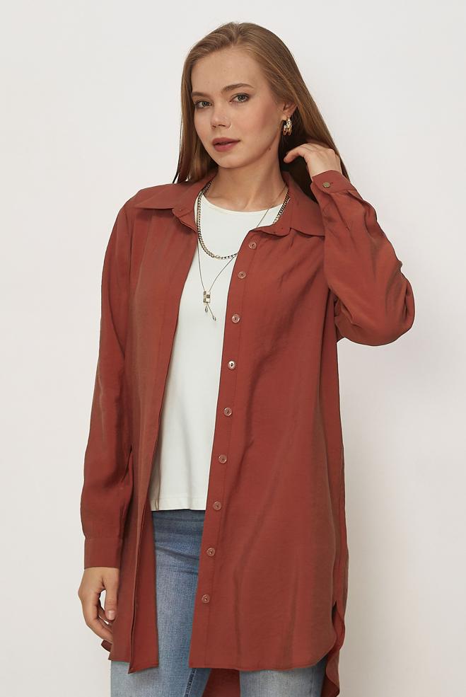 Hijab clothing ORANGE SHIRT COLLAR TUNIC 45720 - ALVİNA