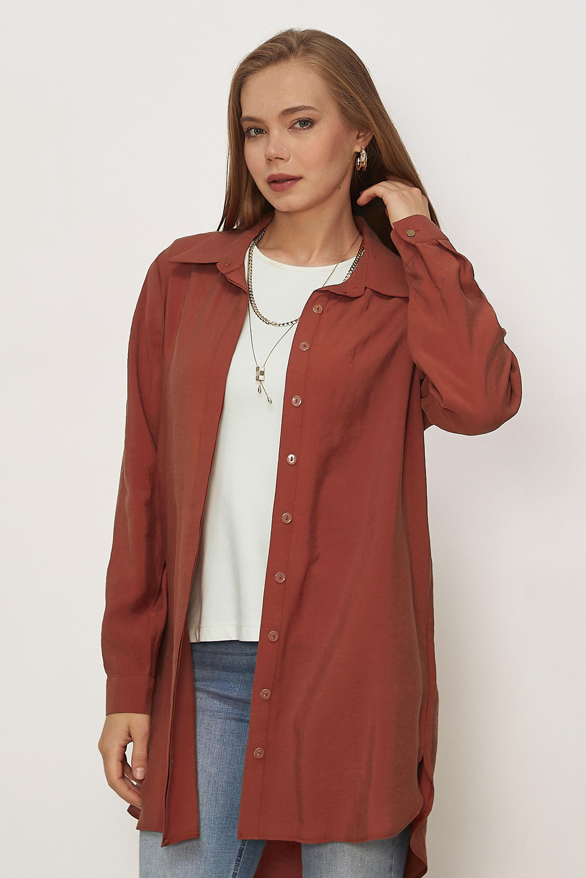 Hijab clothing ORANGE SHIRT COLLAR TUNIC 45720