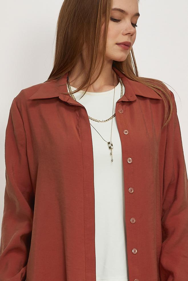 Hijab clothing ORANGE SHIRT COLLAR TUNIC 45720 - ALVİNA