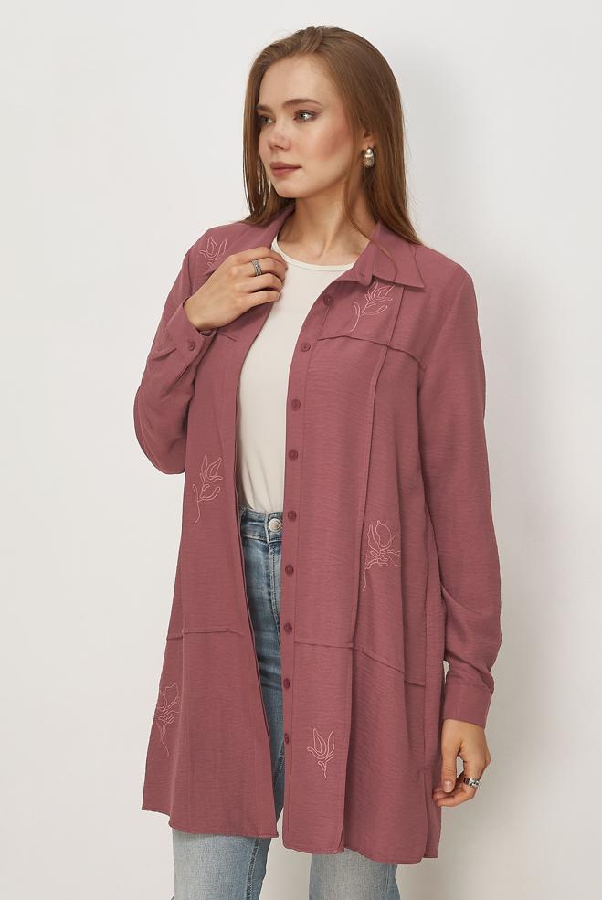 Hijab clothing PINK SHIRT COLLAR TUNIC 46318 - ALVİNA