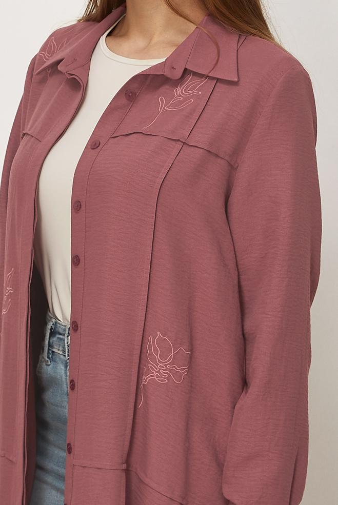 Hijab clothing PINK SHIRT COLLAR TUNIC 46318 - ALVİNA