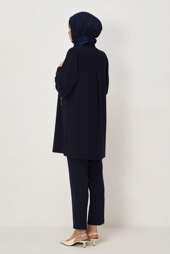 Hijab clothing NAVY BLUE GEM DETAILED TUNIC 46319 - ALVİNA