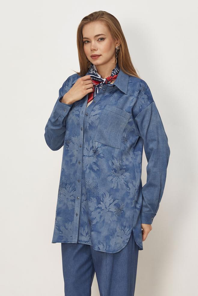 Hijab clothing BLUE DENIM LOOK TUNIC 46322 - ALVİNA