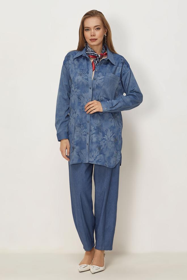 Hijab clothing BLUE DENIM LOOK TUNIC 46322 - ALVİNA