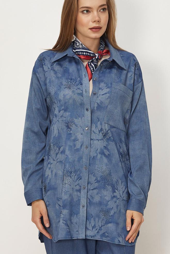 Hijab clothing BLUE DENIM LOOK TUNIC 46322 - ALVİNA
