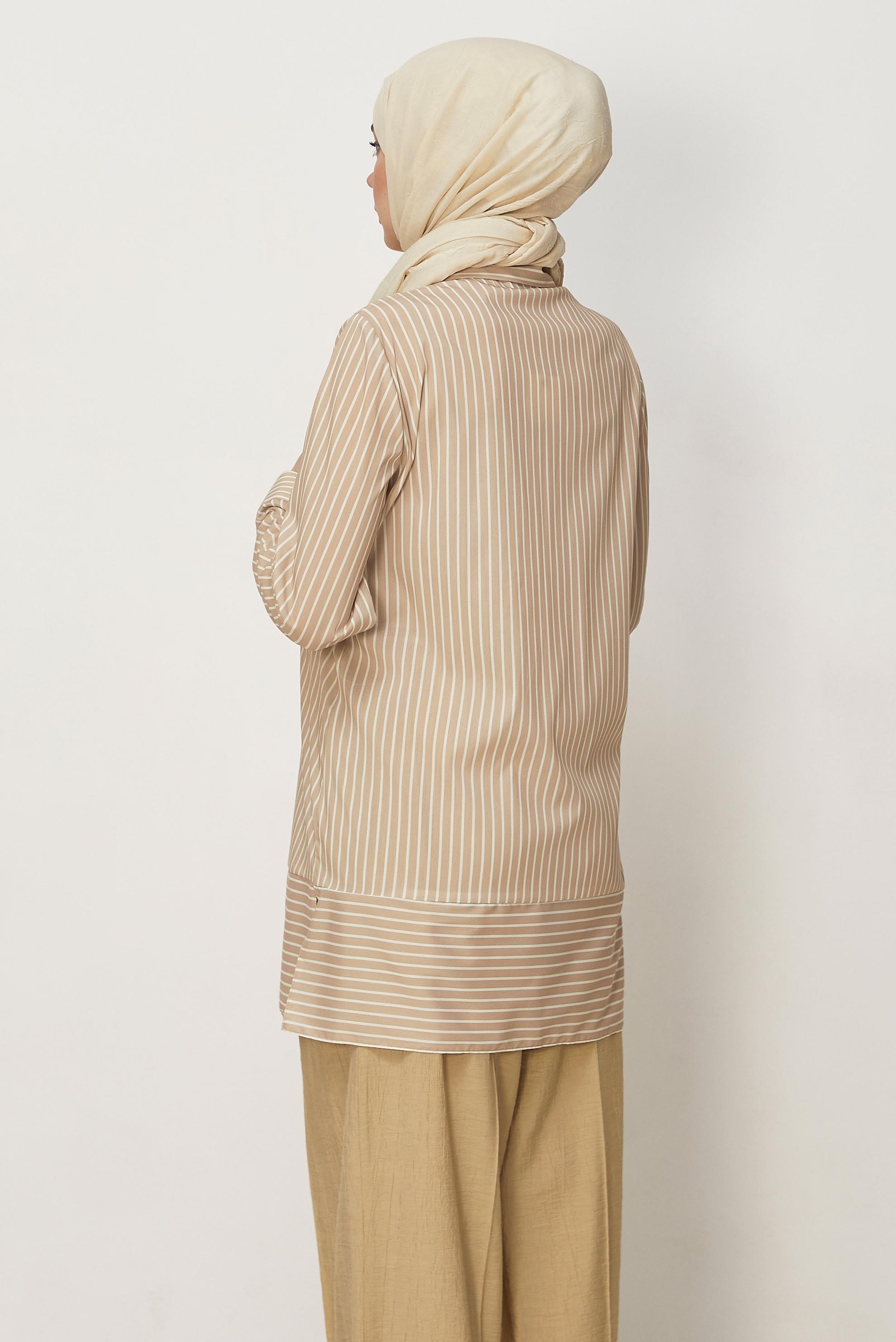 Hijab-Kleidung BEIGE HEMDKRAGEN TUNIKA 46356