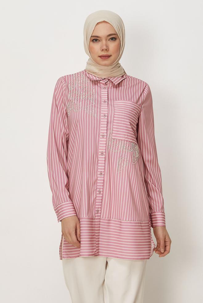 Hijab-Kleidung PULVER HEMDKRAGEN TUNIKA 46356 - ALVİNA