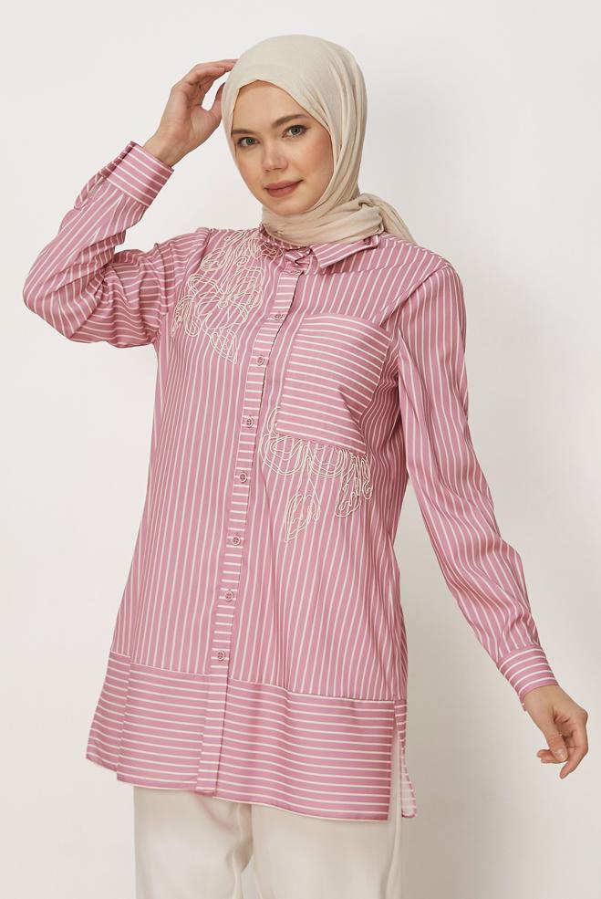 Hijab-Kleidung PULVER HEMDKRAGEN TUNIKA 46356 - ALVİNA