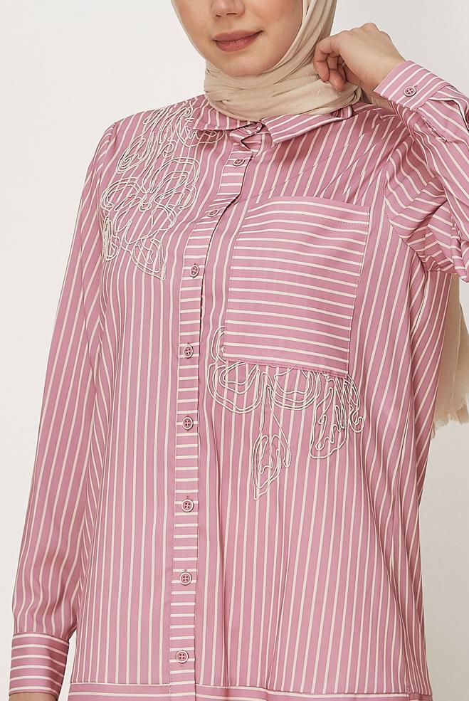 Hijab-Kleidung PULVER HEMDKRAGEN TUNIKA 46356 - ALVİNA