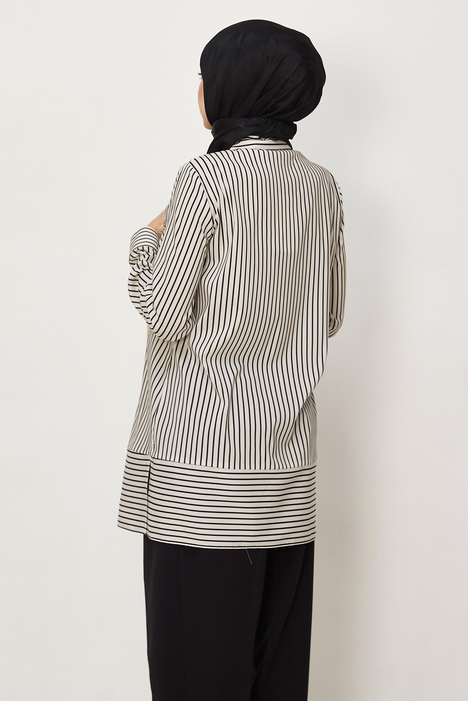 Hijab-Kleidung BEIGE HEMDKRAGEN TUNIKA 46356