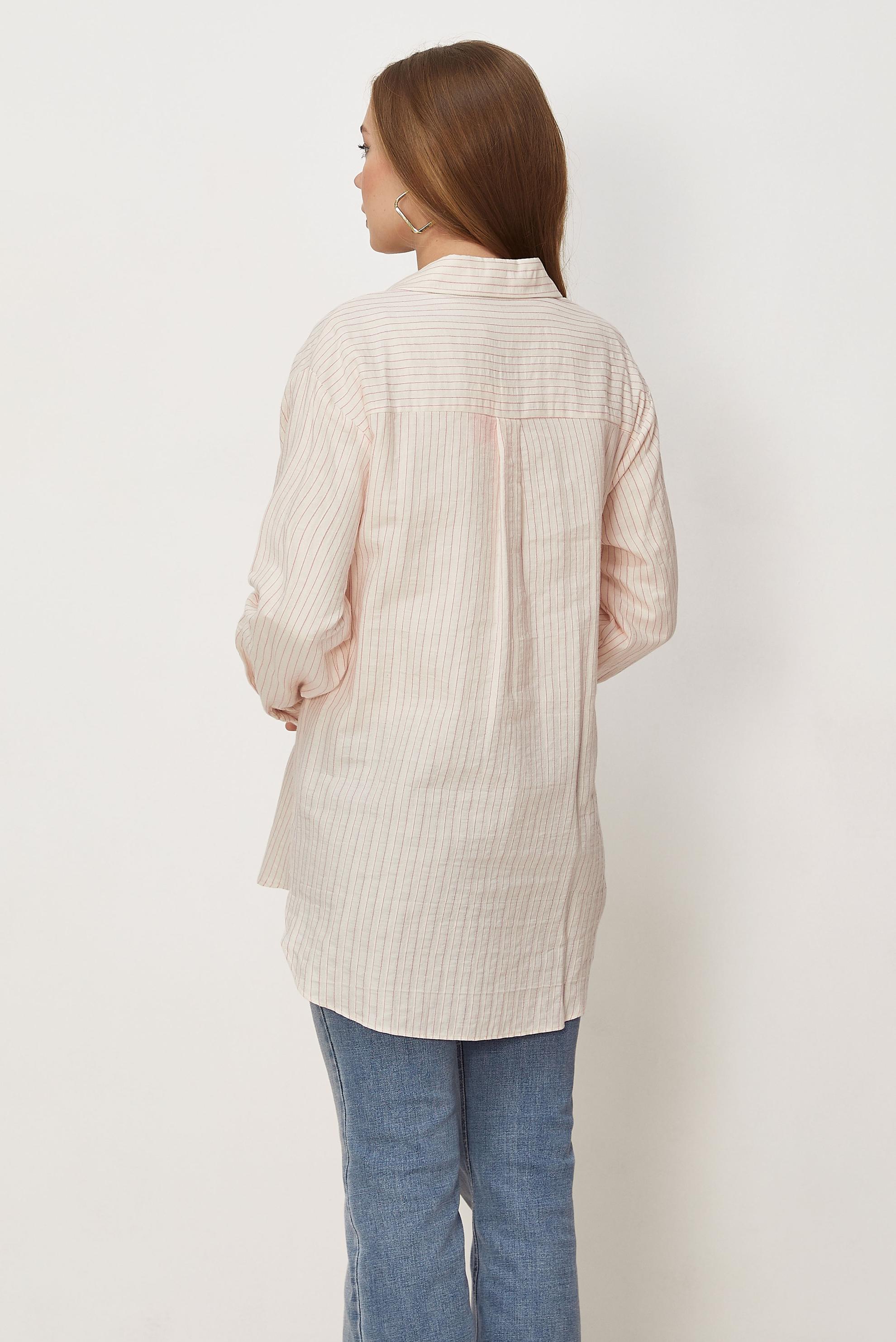 Hijab-Kleidung ROSA GESTREIFTE HEMDKRAGEN-TUNIKA 46358