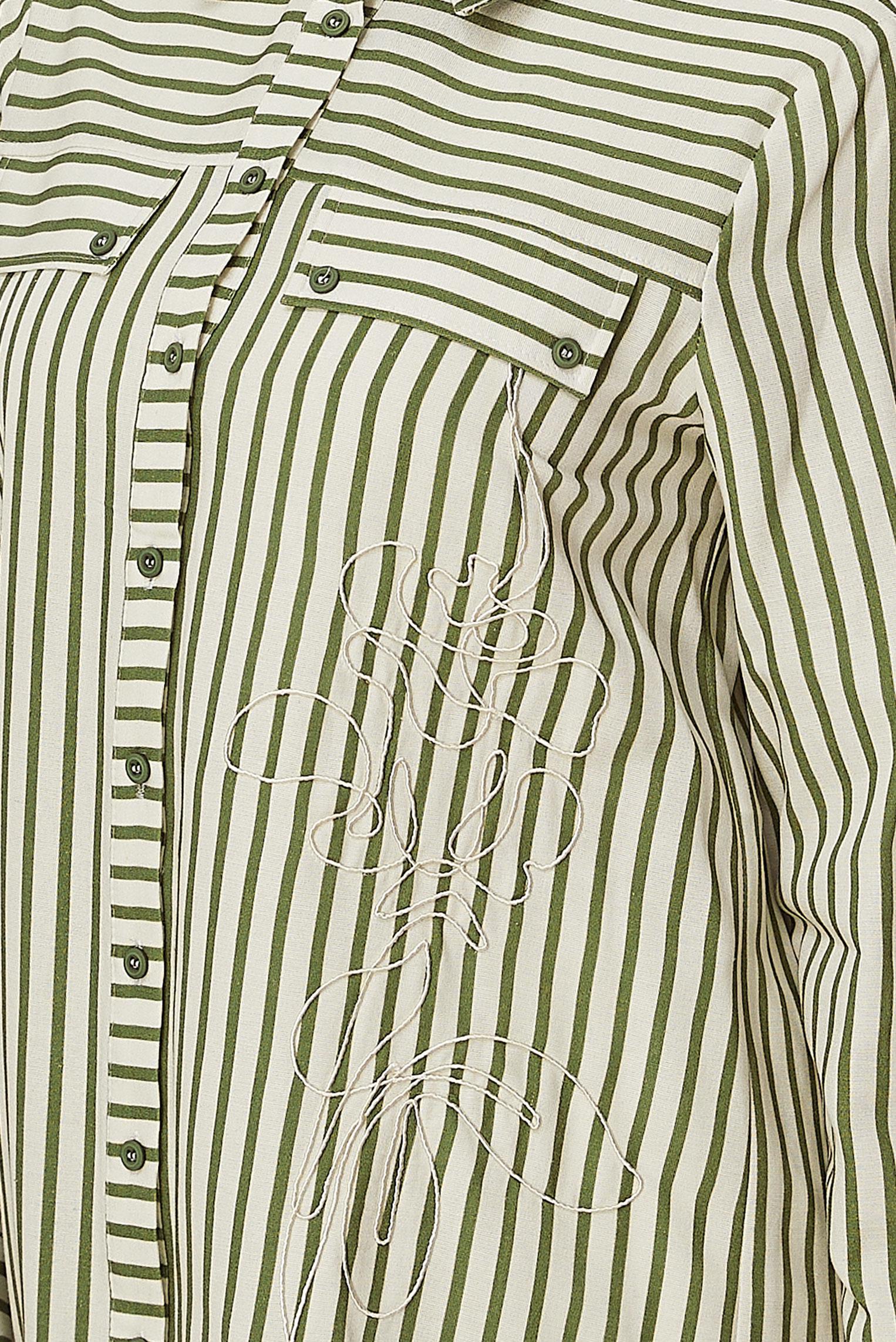 Hijab clothing BEIGE STRIPED SHIRT COLLAR TUNIC 46359