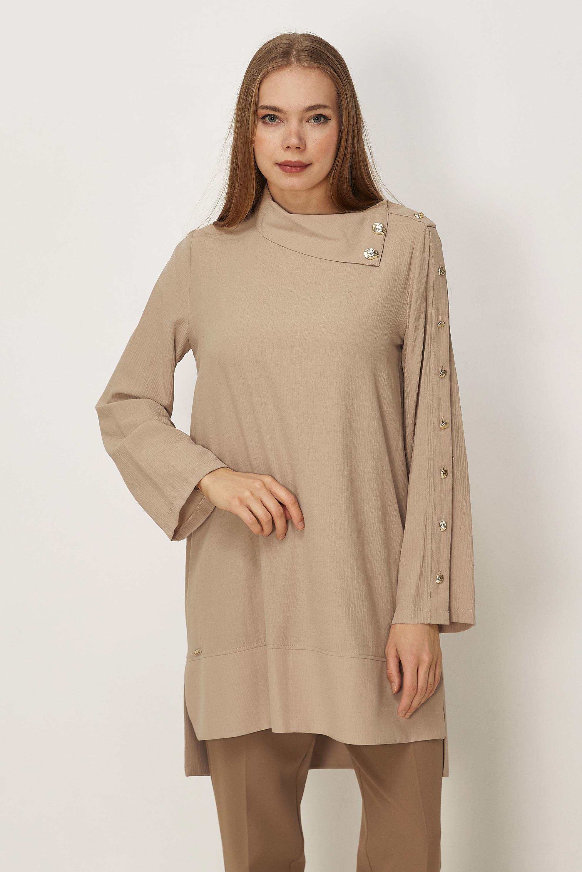 Hijab-Kleidung BRAUN TUNIKA MIT KNOPFDETAIL 46376
