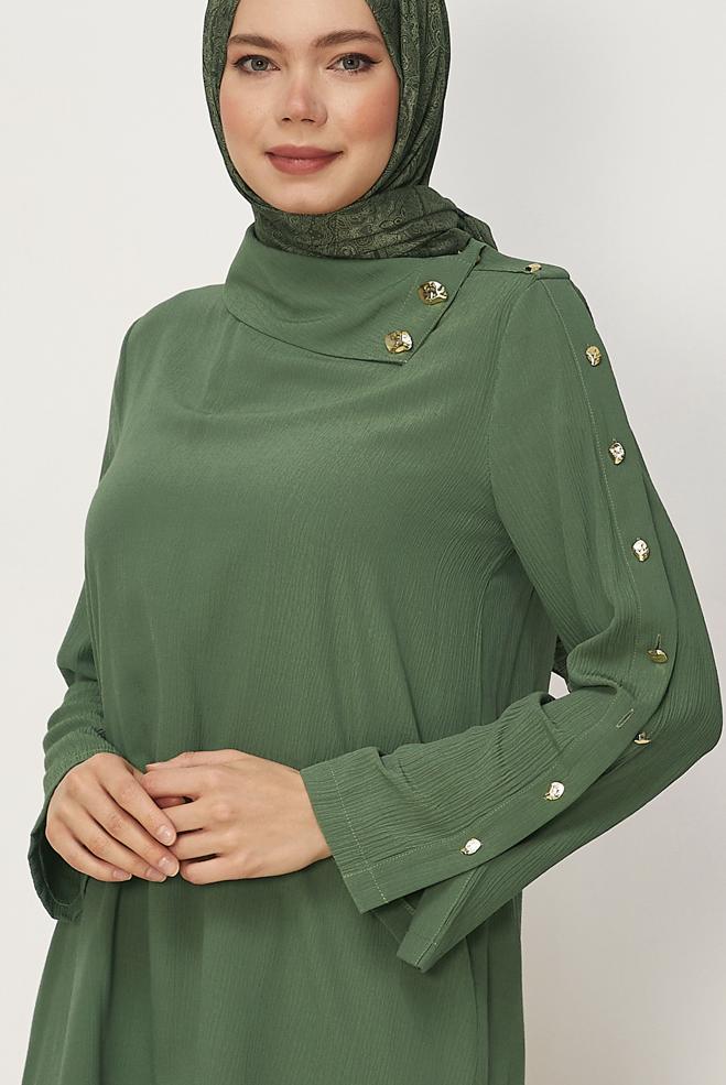 Hijab-Kleidung KHAKI TUNIKA MIT KNOPFDETAIL 46376 - ALVİNA