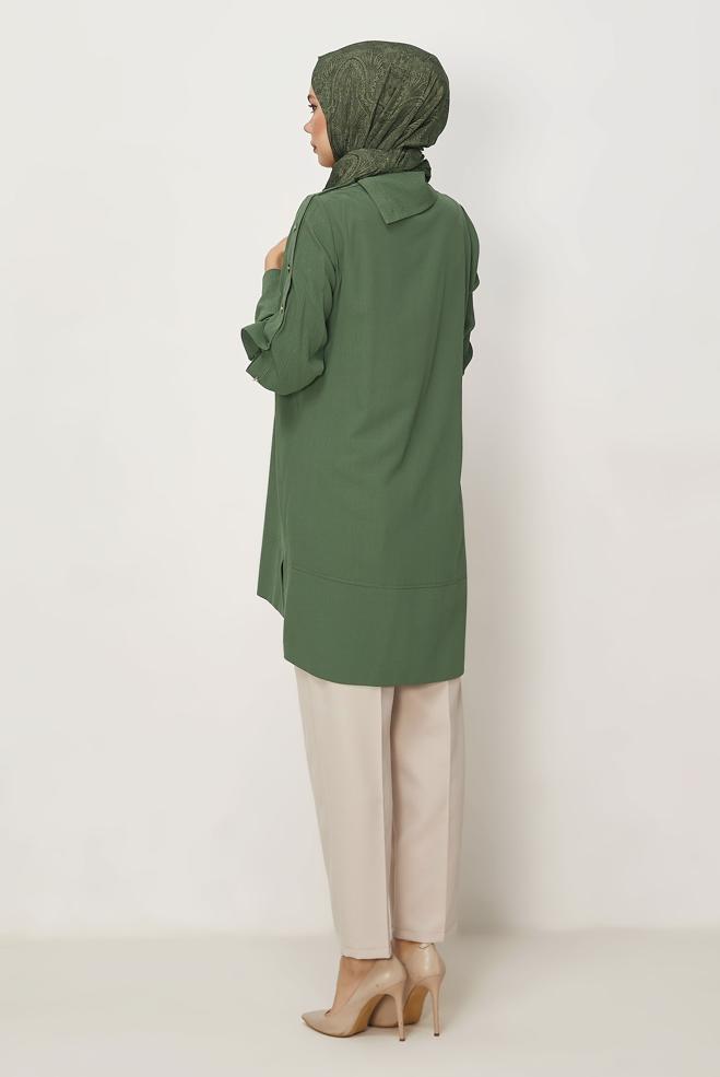 Hijab-Kleidung KHAKI TUNIKA MIT KNOPFDETAIL 46376 - ALVİNA