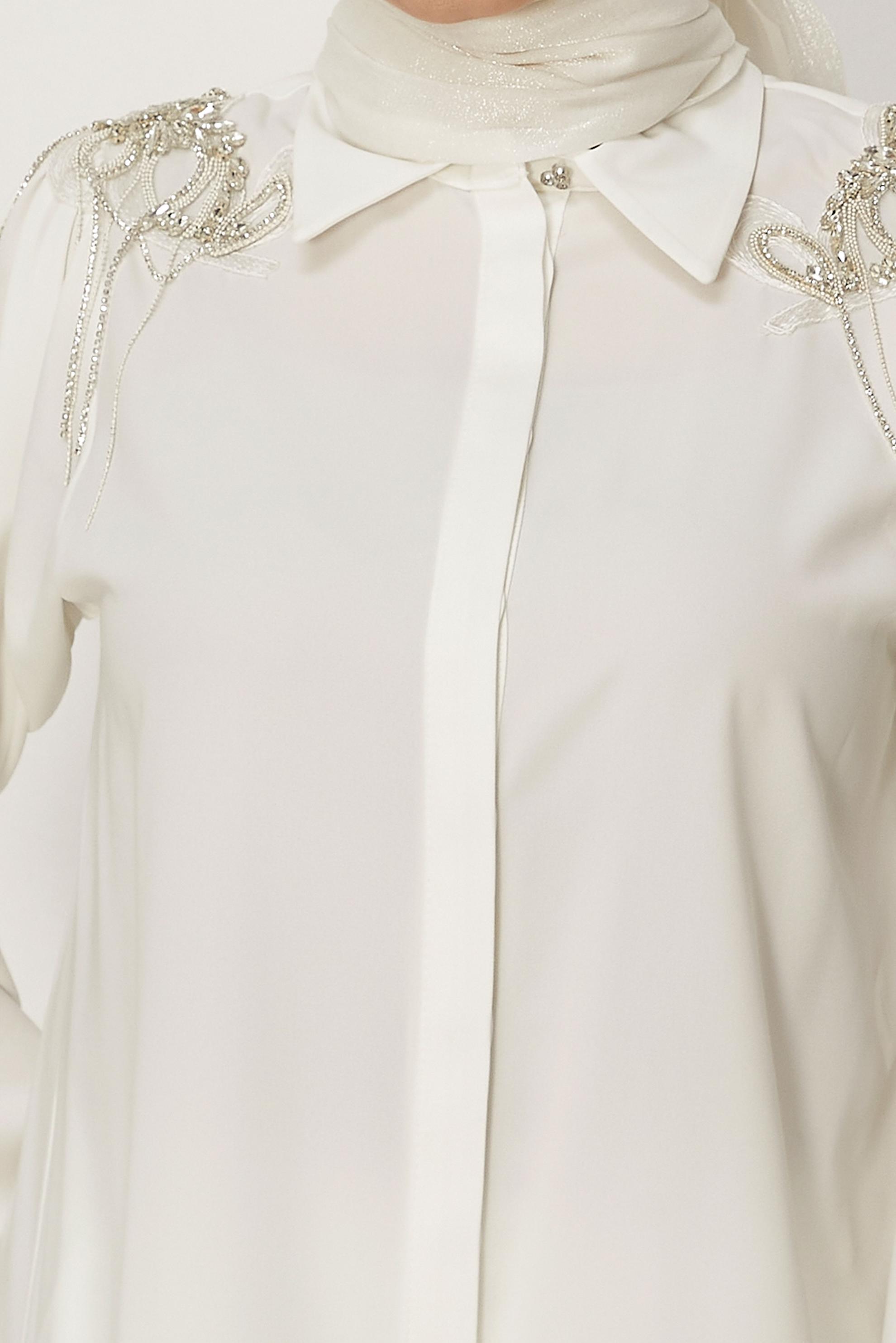 Hijab clothing WHITE GEM EMBROIDERED TUNIC 46405