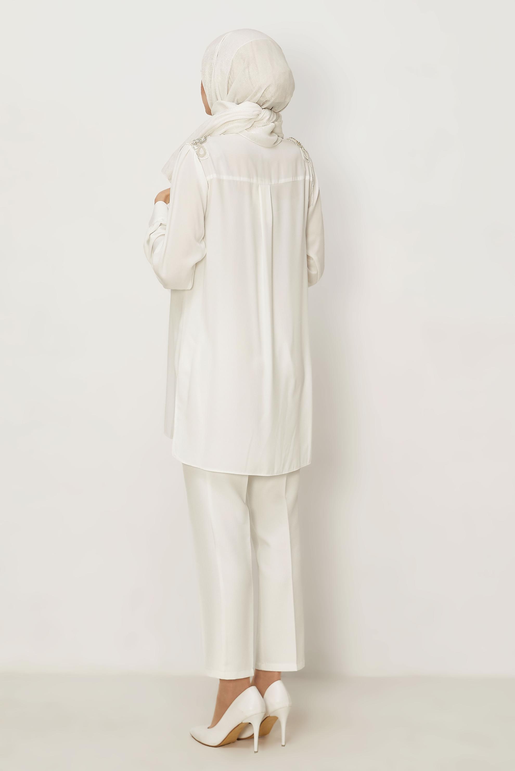 Hijab clothing WHITE GEM EMBROIDERED TUNIC 46405