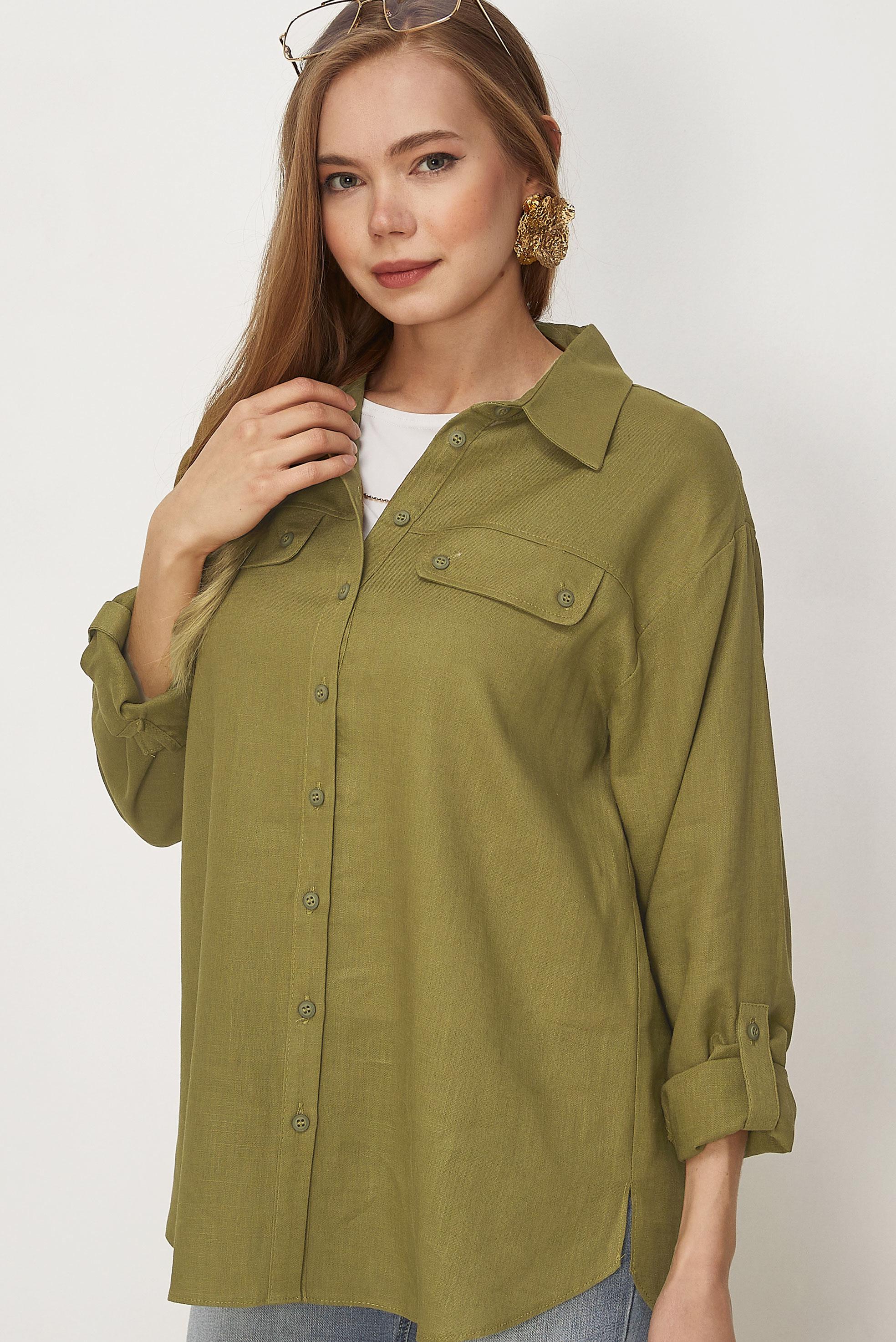 Hijab clothing BEIGE LINEN SHIRT COLLAR TUNIC 46406