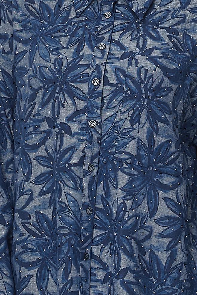 Vêtements hijab BLEU MARINE TUNIQUE EN JEAN DÉTAILLÉE DE GEMMES 46425 - ALVİNA