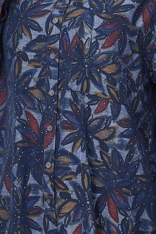 Vêtements hijab BLEU MARINE TUNIQUE EN JEAN DÉTAILLÉE DE GEMMES 46425 - ALVİNA