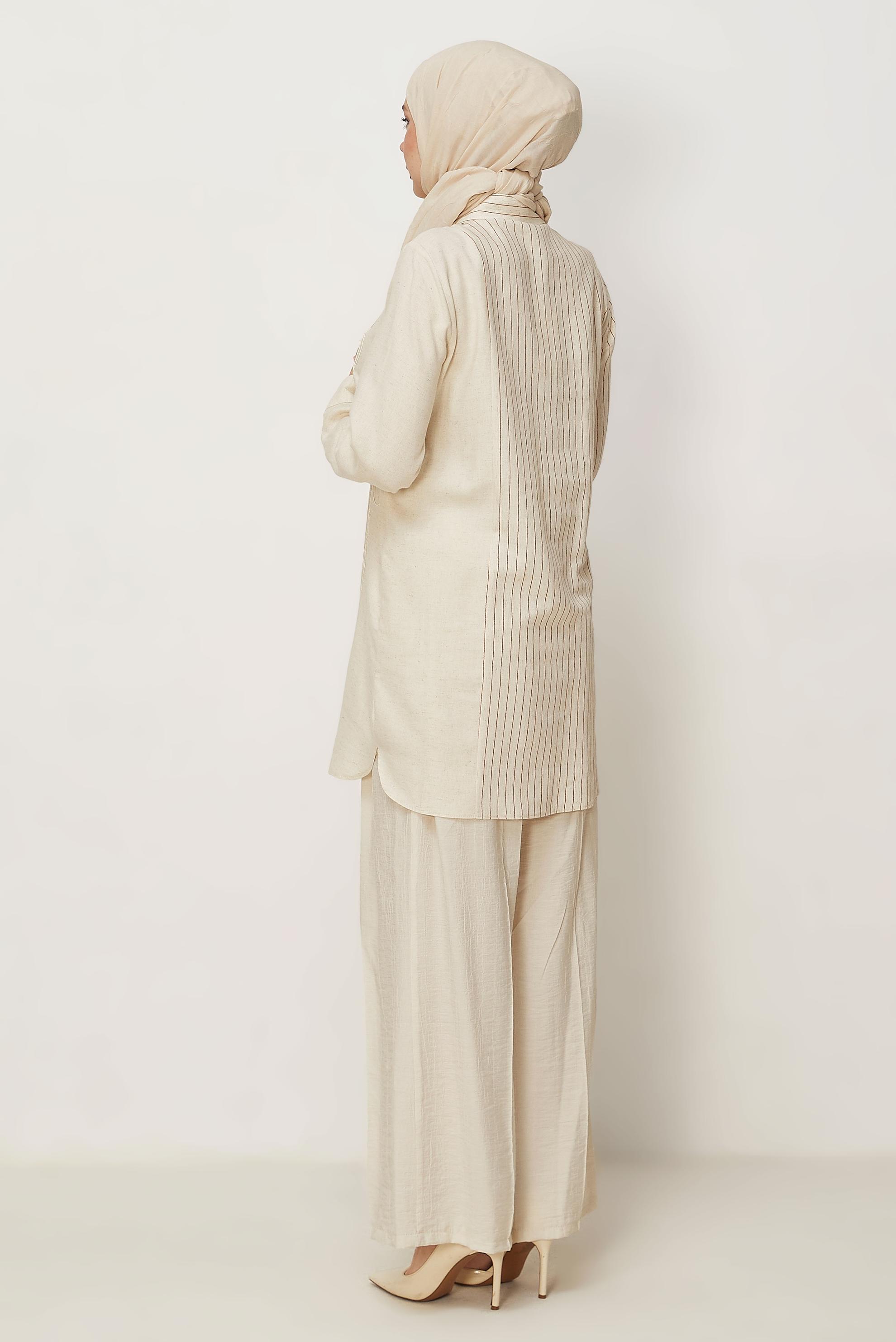 Hijab-Kleidung ORANGE LEINEN HEMDKRAGEN TUNIKA 46433