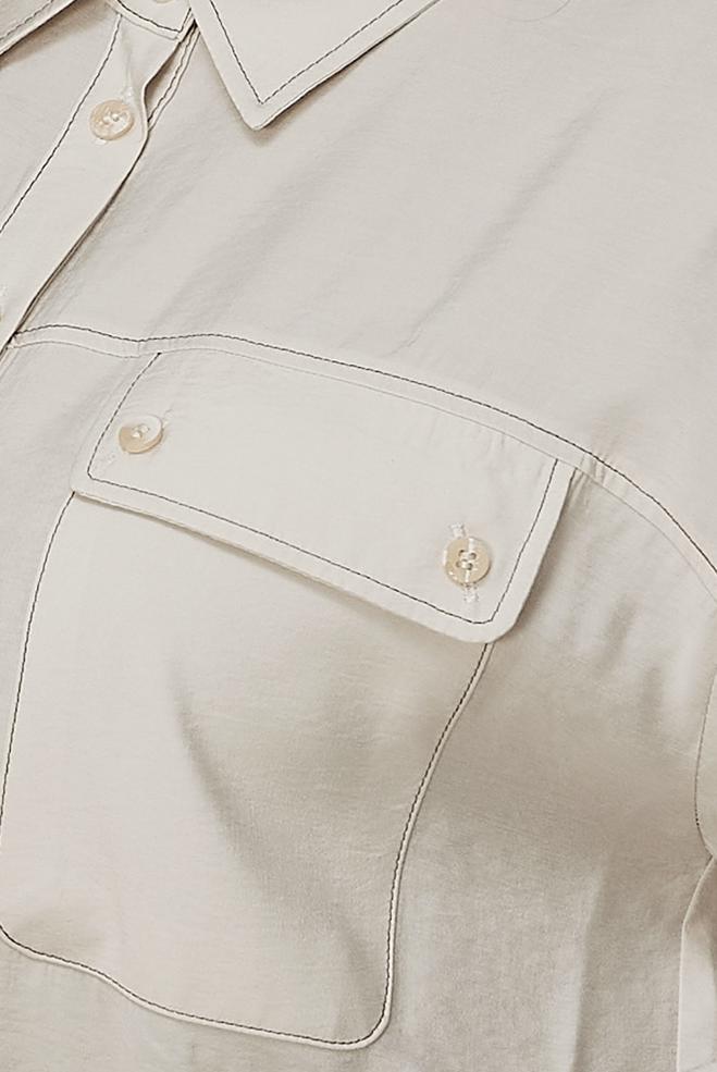 Hijab clothing BEIGE SHIRT COLLAR MODAL TUNIC 46464 - ALVİNA