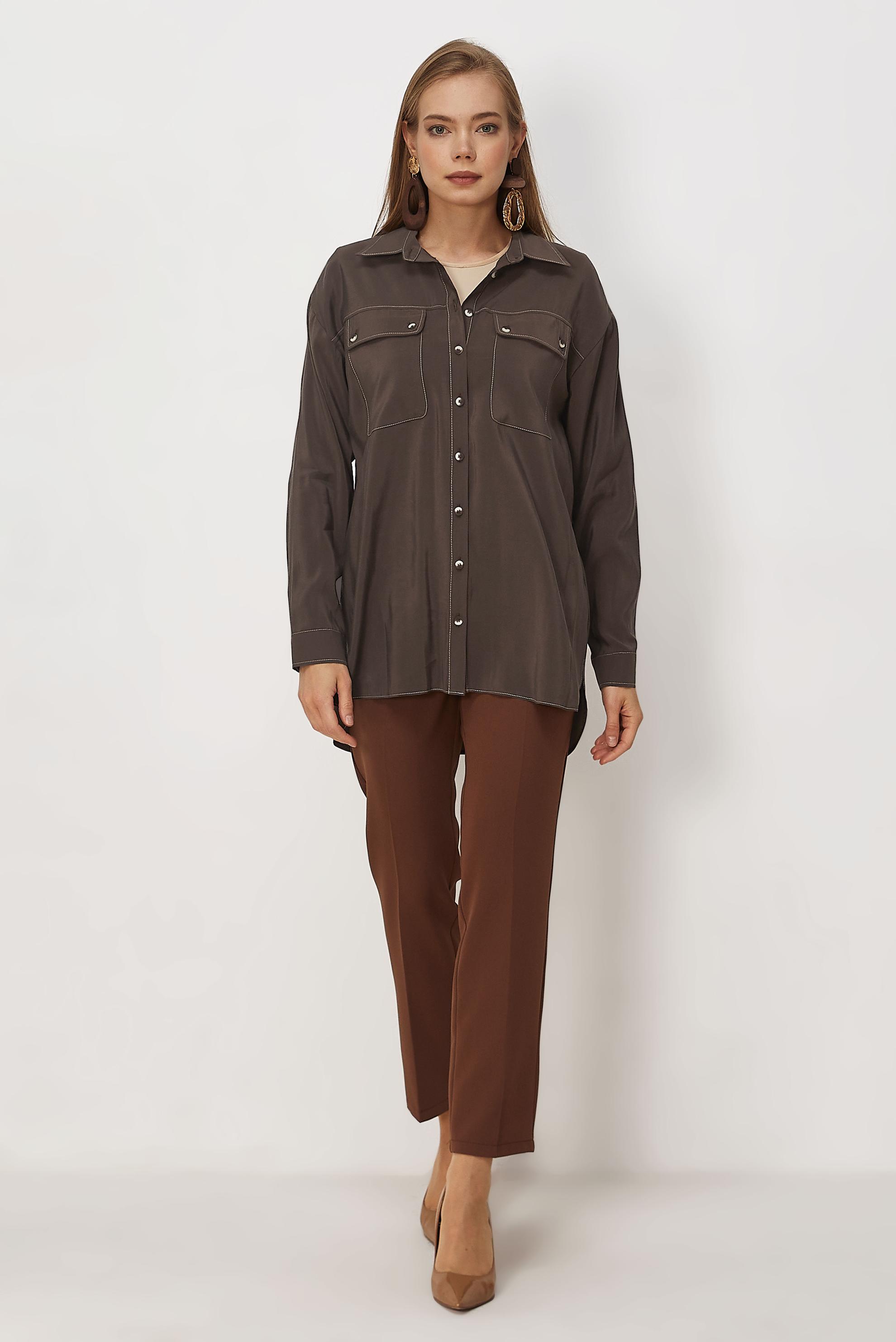 Hijab clothing BROWN SHIRT COLLAR MODAL TUNIC 46464
